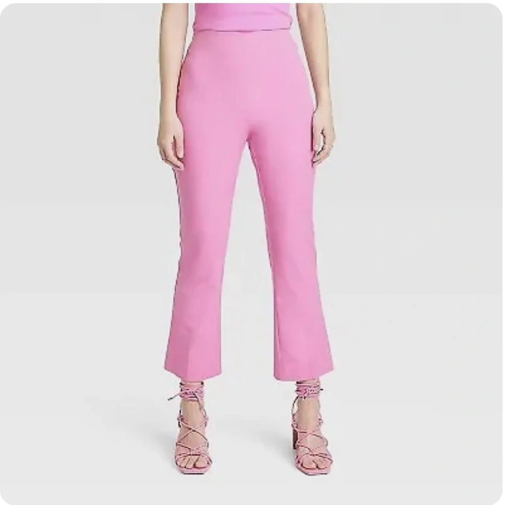 A New Day High-Rise Slim Fit Kick Flare Pull-On Pants Cropped Spring Pink Size 4